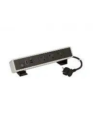 Bloc bureau 3x2P+T + USB C, cordon 2 m, alu/noir - Legrand