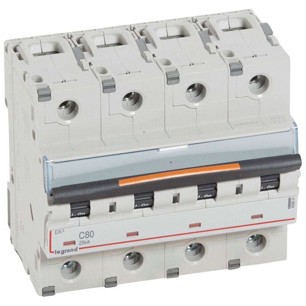 Disjoncteur DX³ 4P 80A courbe C 25 kA - Legrand