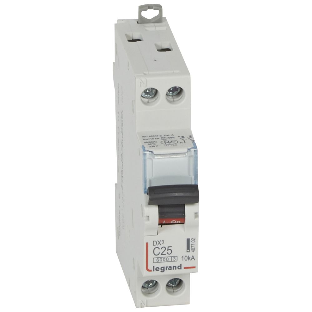 Disjoncteur DX³ 1P+N 25A courbe C 6/10 kA - Legrand