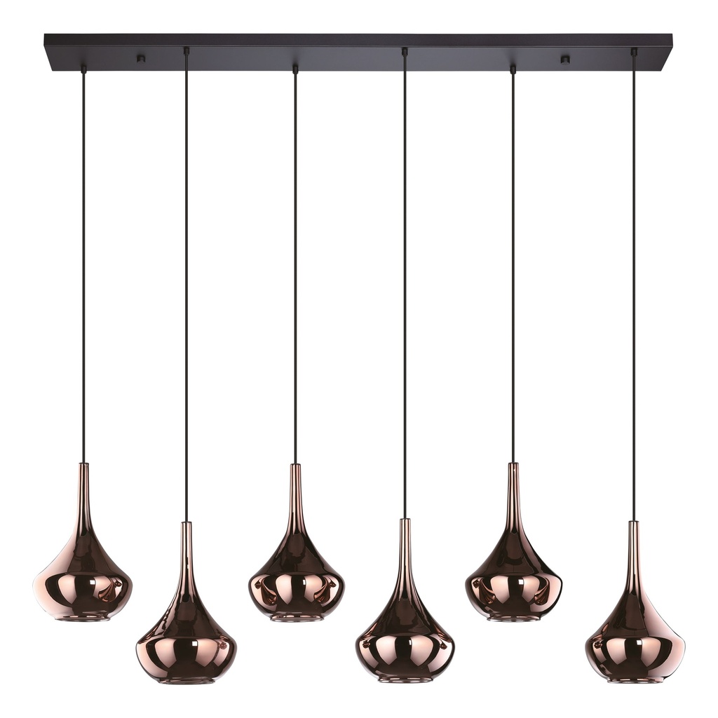 Suspension 6 lampes E27 noir/cuivre Almoster - Eglo