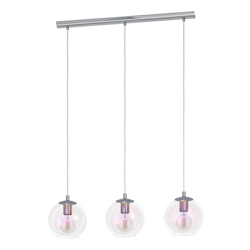 Suspension 3 lampes E27 allongée chrome irisé Ariscani 2 - Eglo