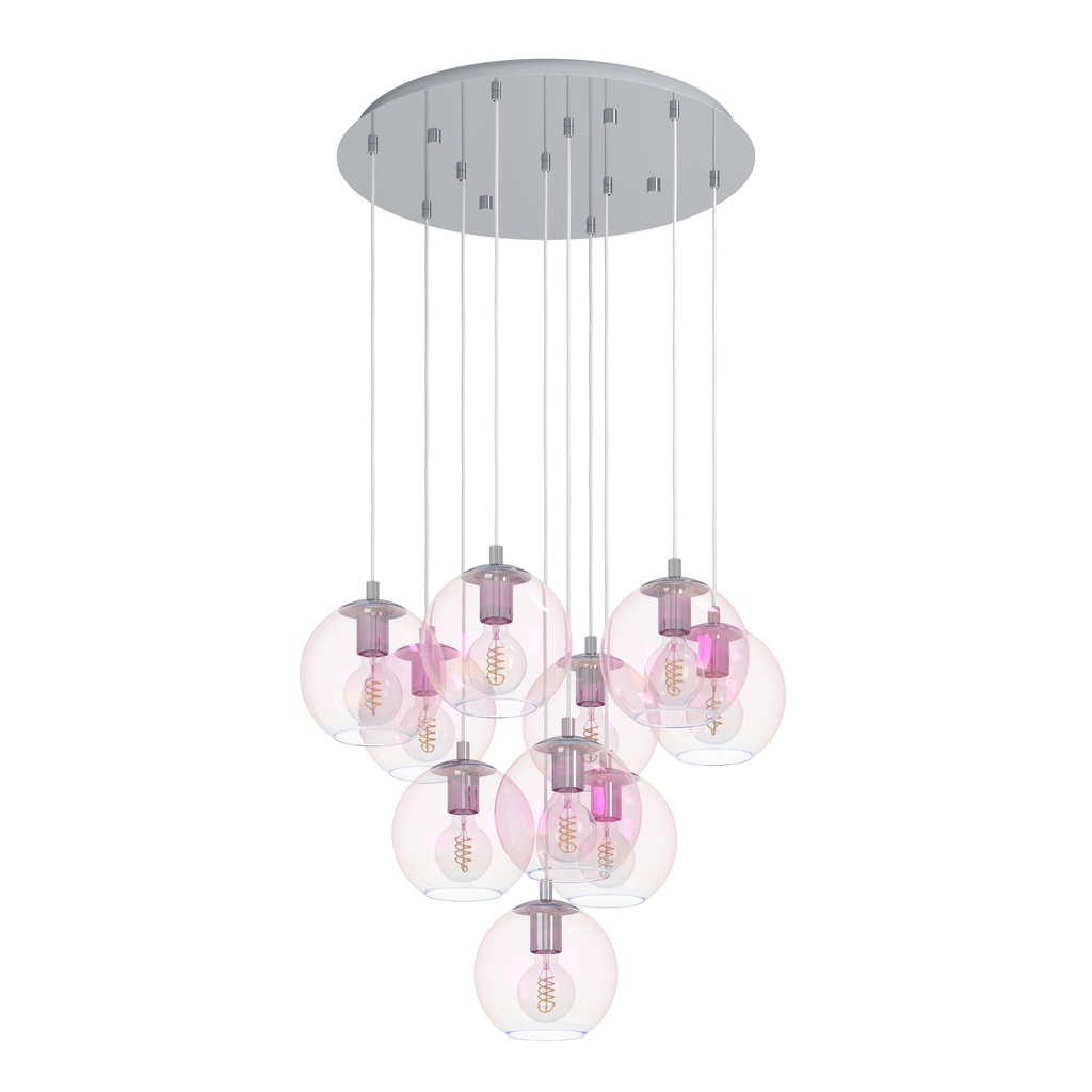 Suspension 10 lampes E27 chrome/irisé Ariscani 2 - Eglo