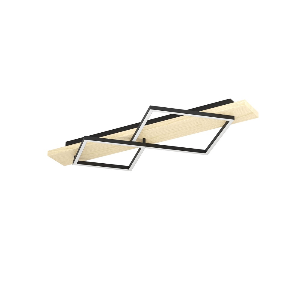 Plafonnier LED 2 lampes noir/bois Boyal - Eglo