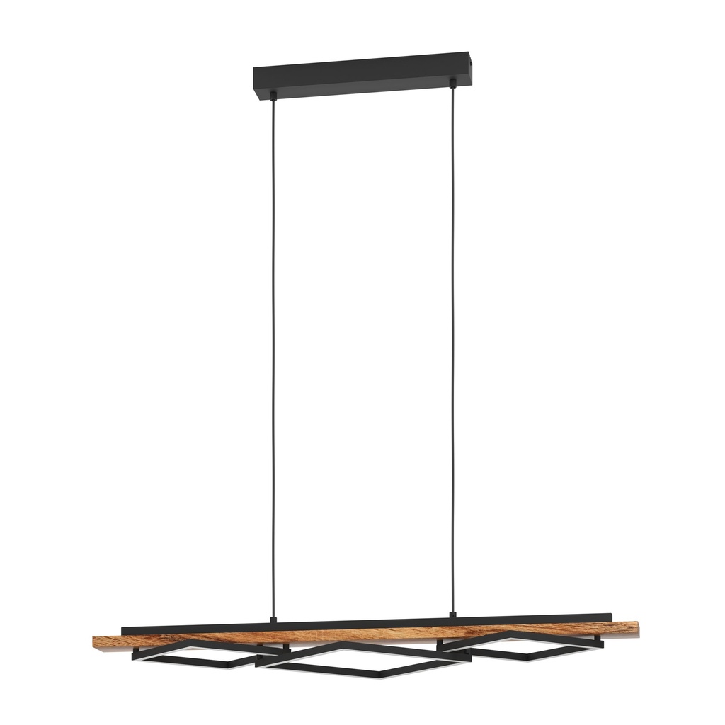 Suspension LED noir/bois rustique Boyal - Eglo