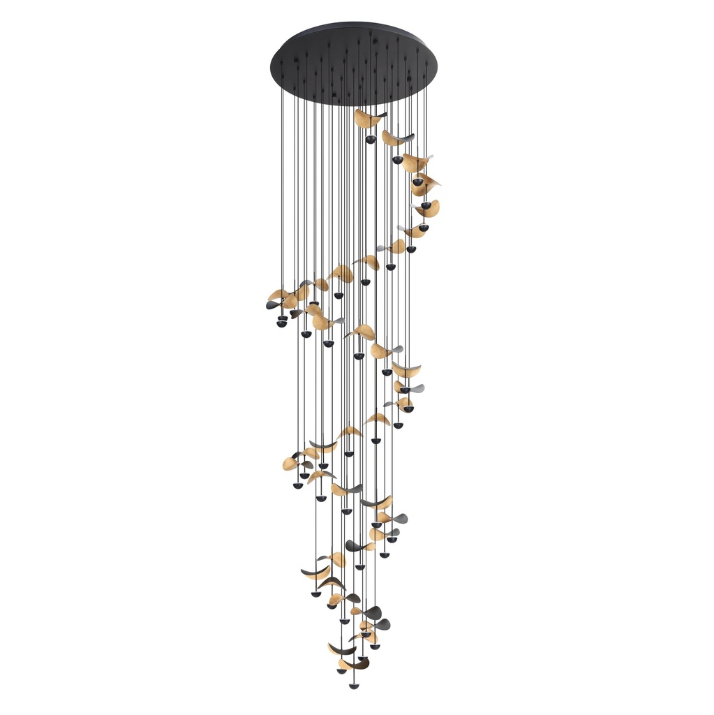 Suspension LED 40 lampes noir/doré Dracera - Eglo