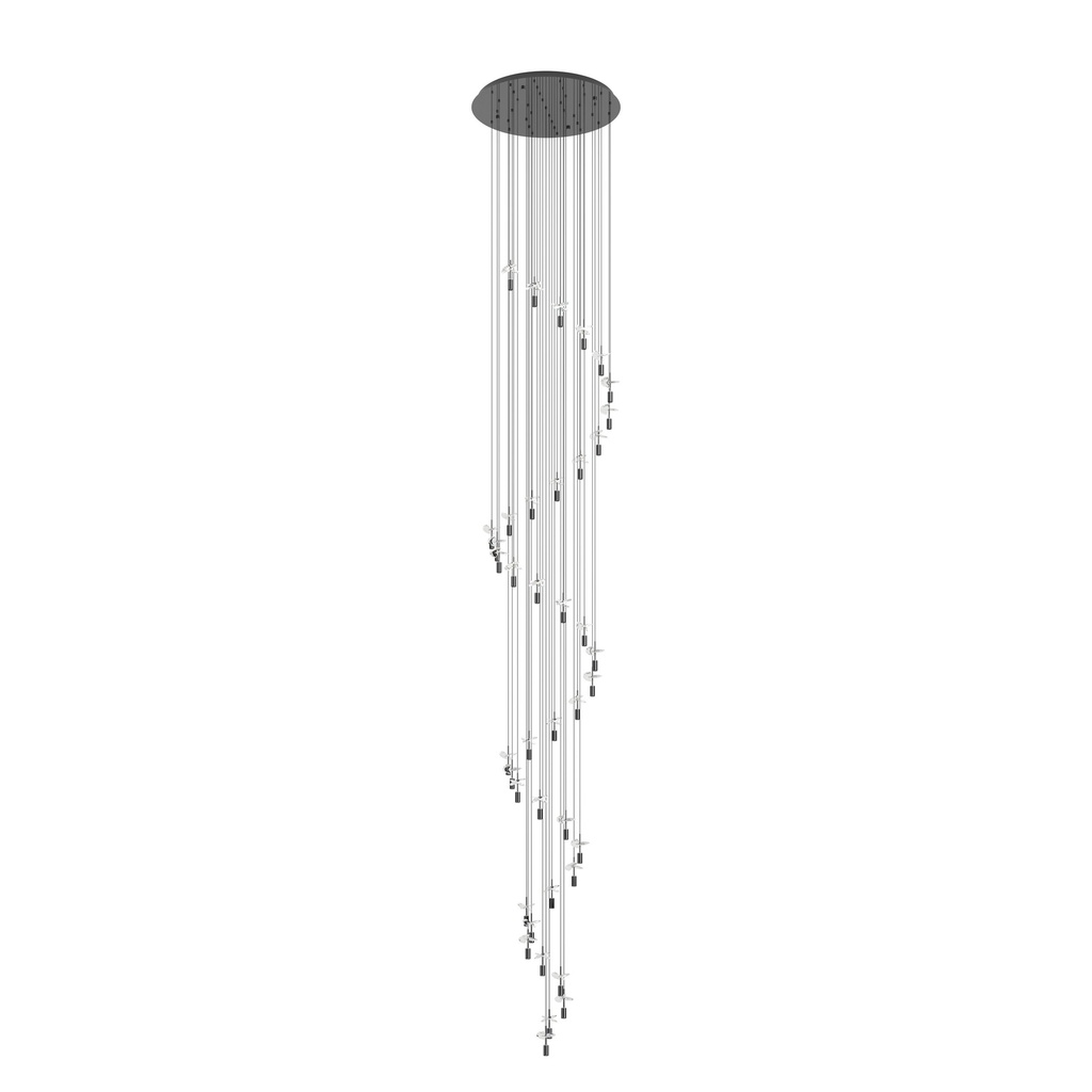 Suspension LED CCT 40 lampes nickel/nickel clair Comareira - Eglo