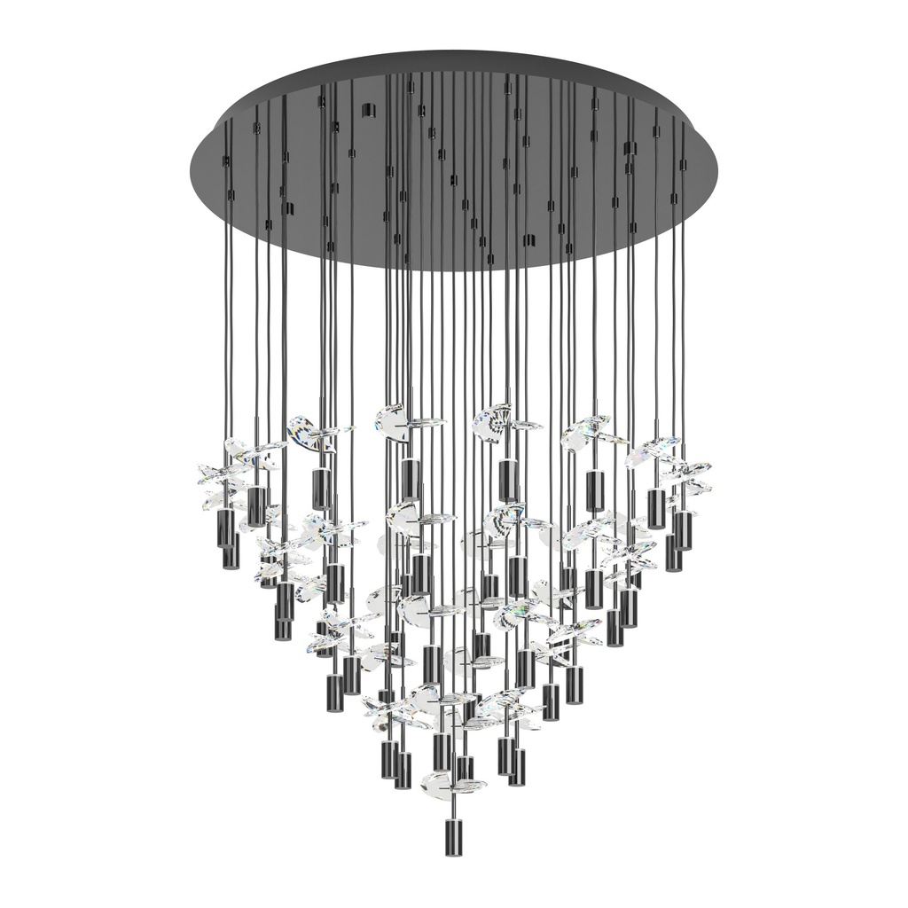 Suspension LED CCT 43 lampes nickel/nickel clair Comareira - Eglo