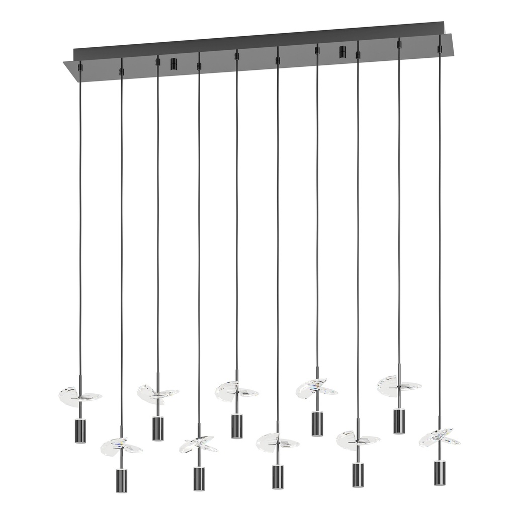 Suspension LED CCT 10 lampes nickel/nickel clair Comareira - Eglo