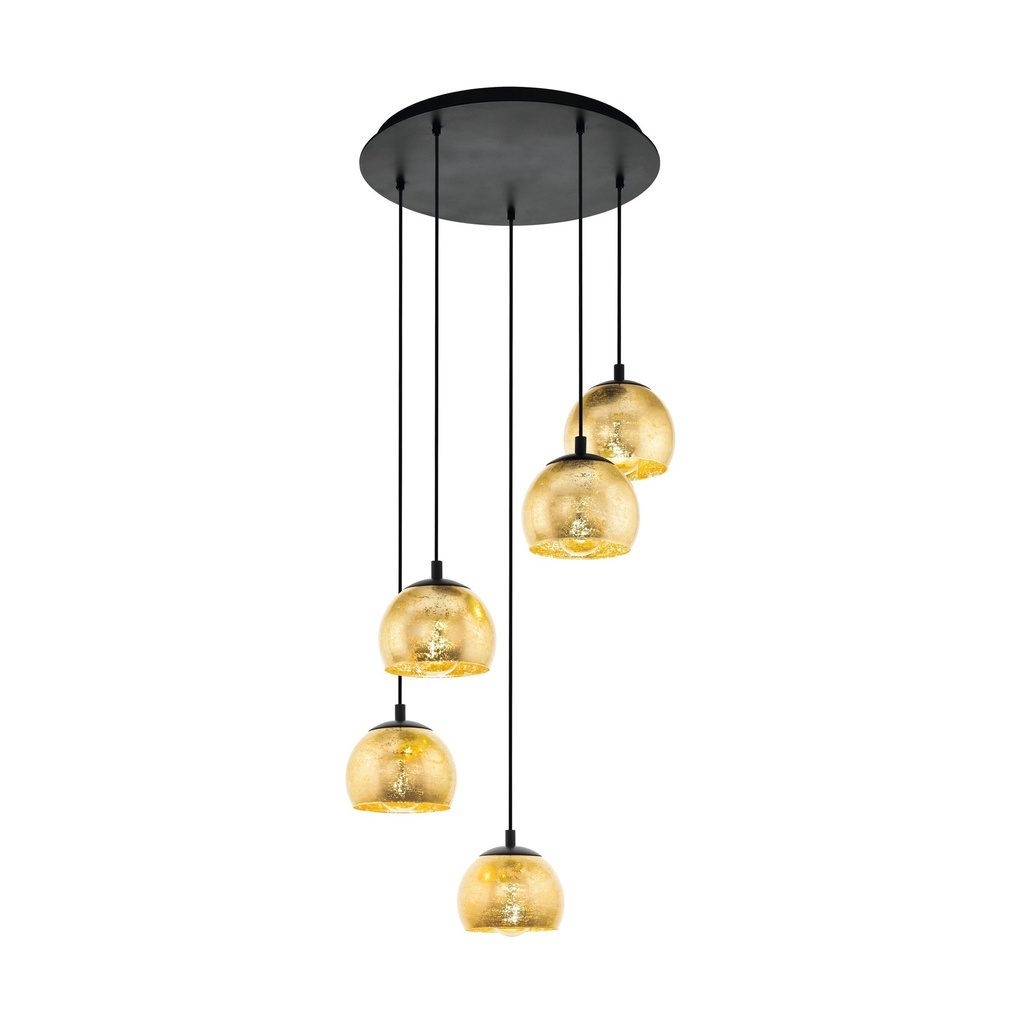 Suspension 5 lampes noir/doré Albaraccin - Eglo