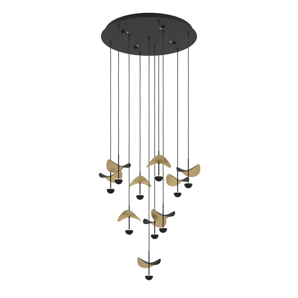 Suspension LED 10 lampes Ø580 noir/doré Dracera - Eglo