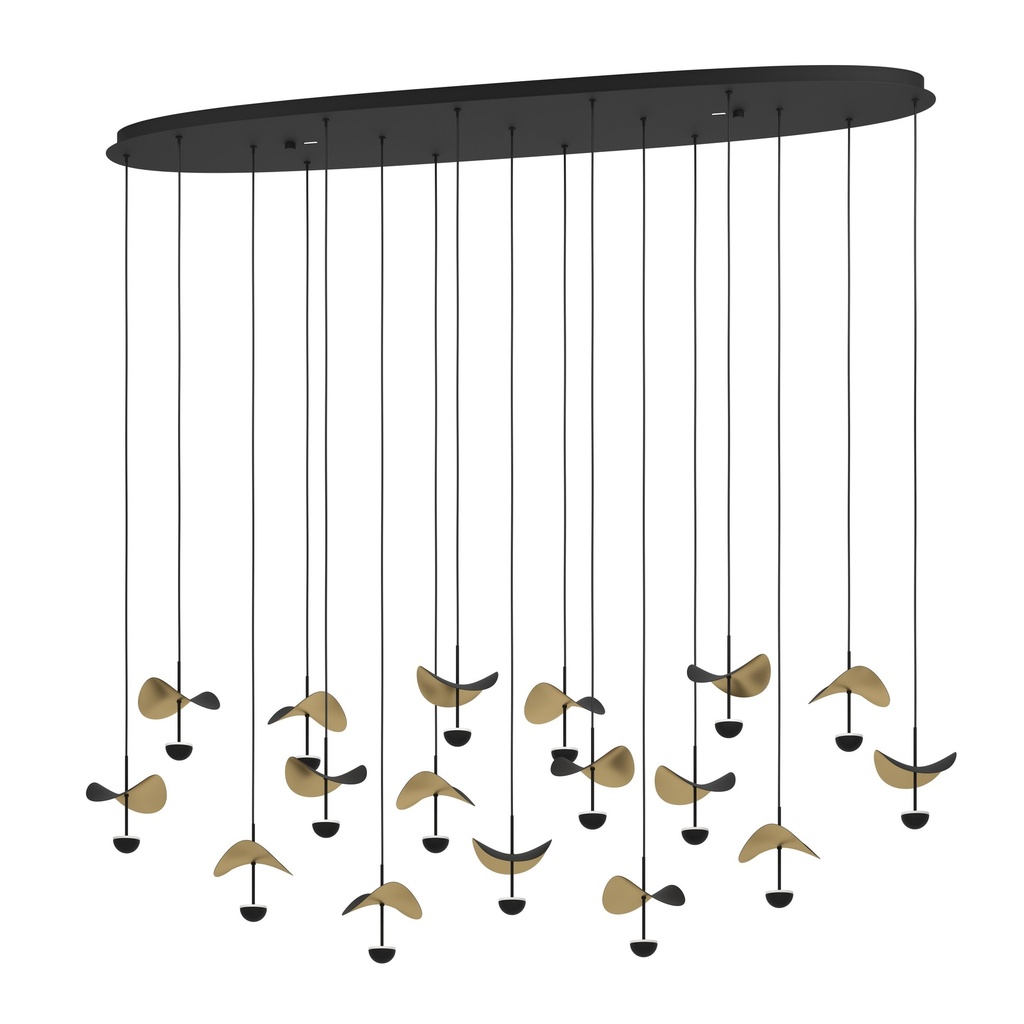 Suspension LED 17 lampes noir/doré Dracera - Eglo