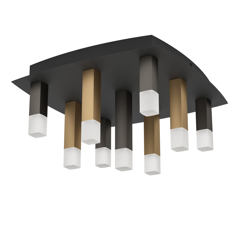 Plafonnier LED 9 lampes noir/brun/doré Estanterios - Eglo