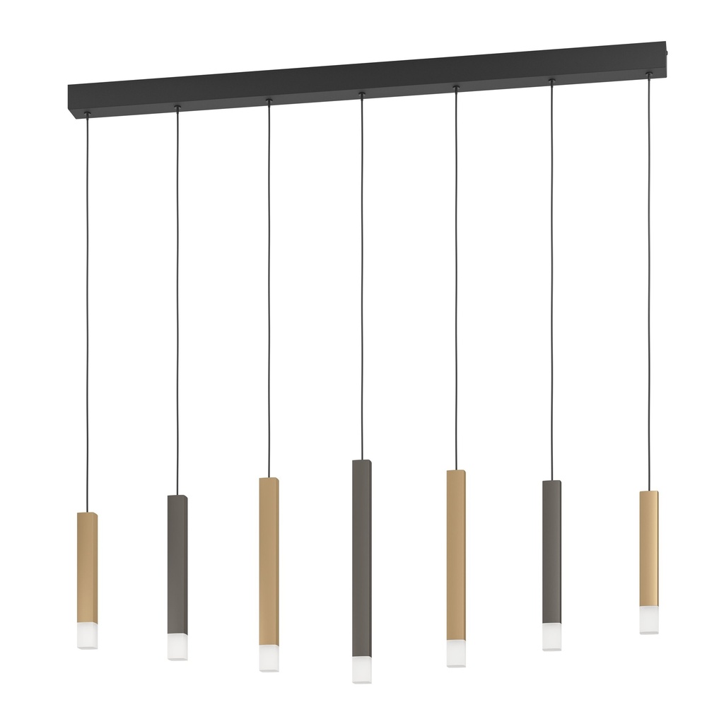 Suspension LED 7 lampes noir/brun/doré Estanterios - Eglo
