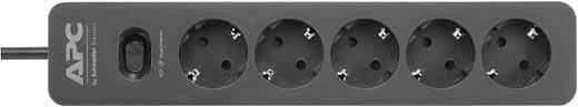 Rallonge parasurtenseur 5 prises 2P+T, noir, 230V - APC