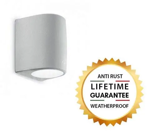 Applique extérieure Marta 160 1L gris, diffuseur satiné, E27 - Fumagalli