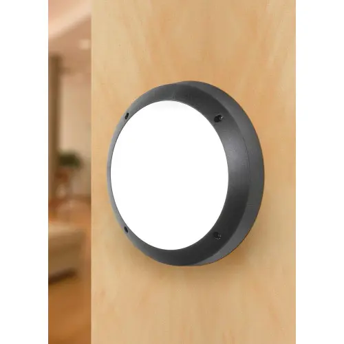 Plafonnier extérieur Gelmi noir, diffuseur opale, E27 - Fumagalli