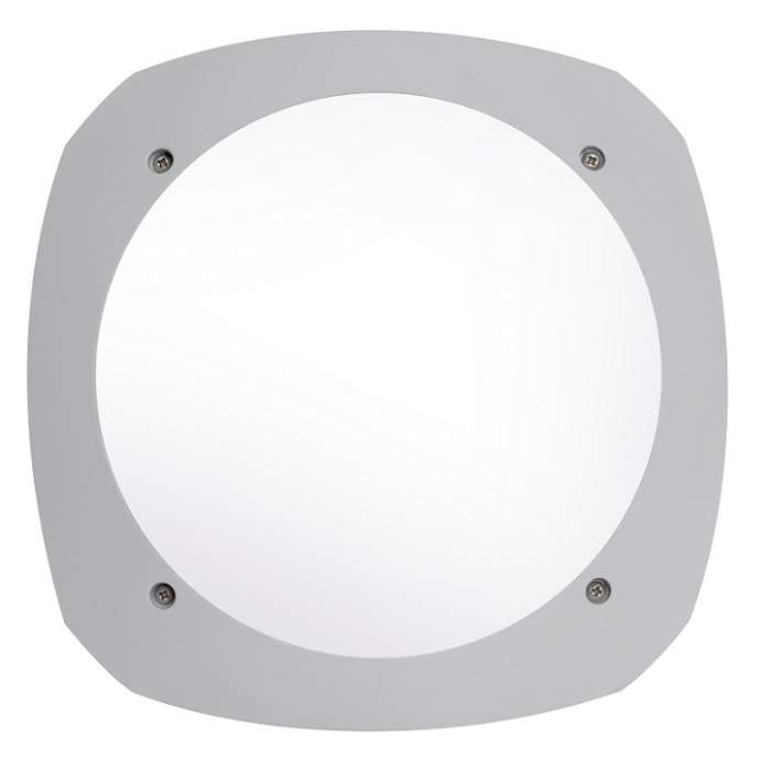 Applique extérieure Stucchi gris, diffuseur opale, E27, rétroéclairage vert - Fumagalli