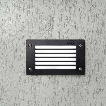 Applique extérieure Leti 200 à grille, noir, diffuseur opale, LED GX53 3W - Fumagalli