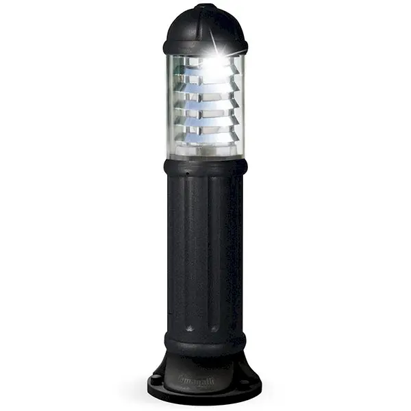 Borne extérieure Sauro 800 noir, diffuseur clair, E27, grille résine - Fumagalli