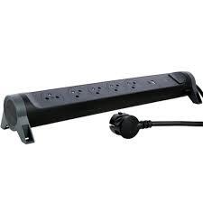 Multiprise 5x2P+T avec parafoudre et USB, cordon 1,5 m, noir - Legrand