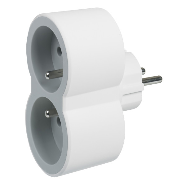 Multiprise 2x2P+T frontale, blanc/gris - Legrand