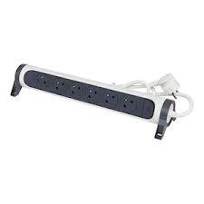 Multiprise 6x2P+T à fixation rotative, cordon 3 m, blanc/noir - Legrand