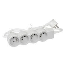 Multiprise 4x2P+T standard, cordon 1,5 m, blanc/gris - Legrand