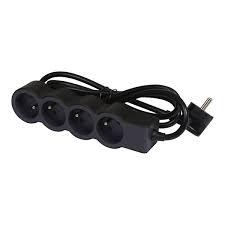Multiprise 4x2P+T standard, cordon 1,5 m, noir - Legrand