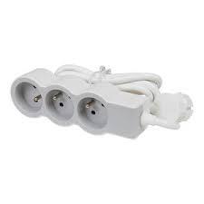 Multiprise 3x2P+T standard, cordon 3 m, blanc/gris - Legrand