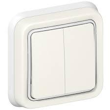 Double two-way switch white flush-mounted, Plexo range - Legrand
