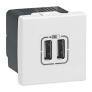 Chargeur double USB A+A 3A Mosaic blanc, 2 modules - Legrand