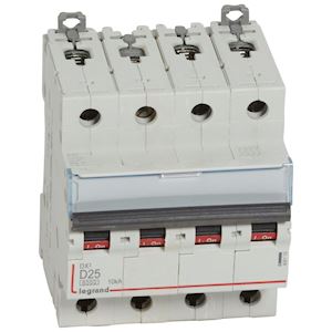Disjoncteur DX³ 4P 25A courbe D 6/10 kA - Legrand
