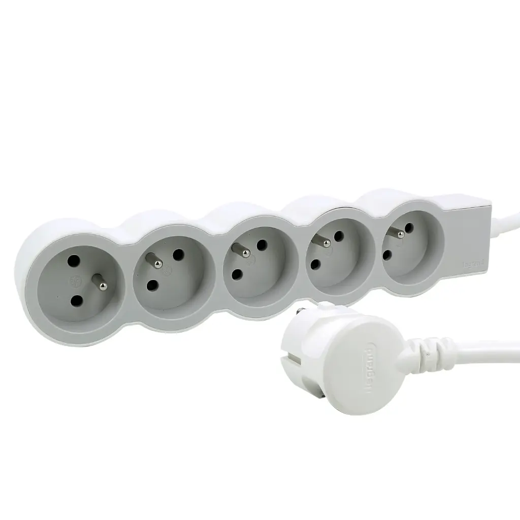 Power strip 5x2P+E standard, 1.5 m cord, white/grey - Legrand