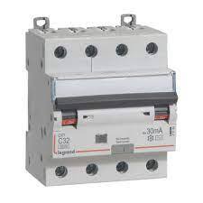 Disjoncteur différentiel DX³ 4P 32A courbe C 6 kA, 30mA type AC, 4 modules - Legrand