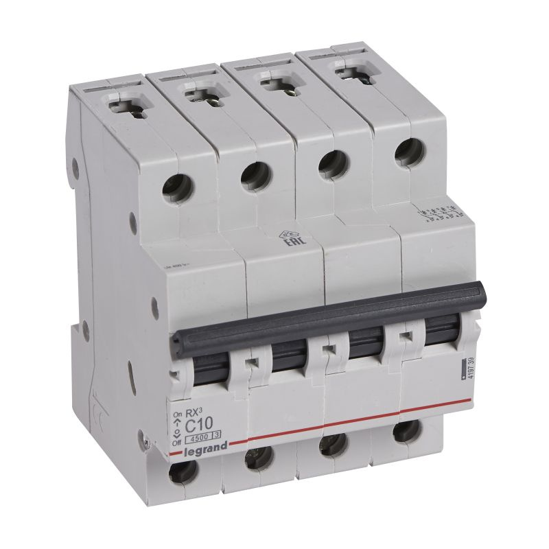 Disjoncteur RX³ 4P 10A courbe C 4,5 kA - Legrand