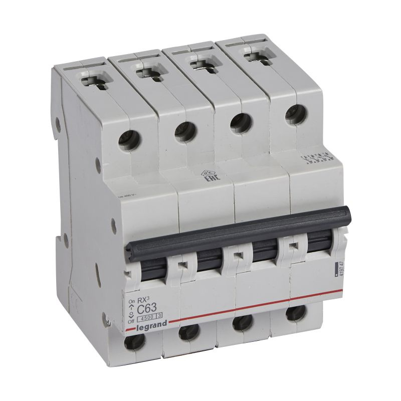 Disjoncteur RX³ 4P 63A courbe C 4,5 kA - Legrand
