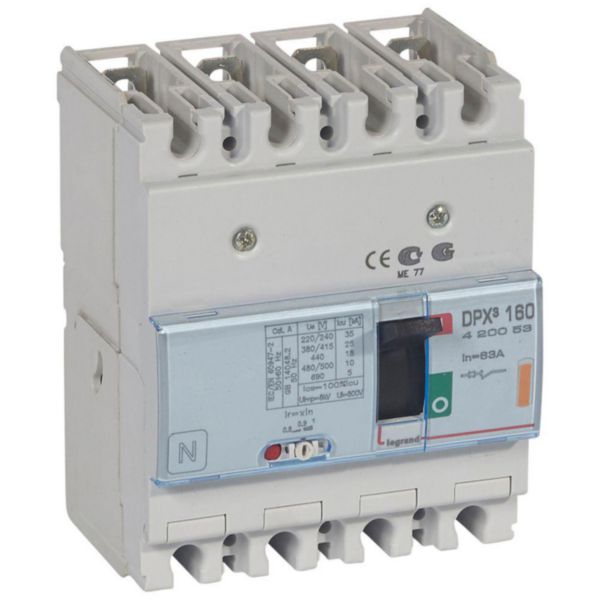 Disjoncteur boîtier moulé DPX³ 160 magnétothermique 4P 63A 25 kA - Legrand