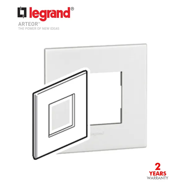 Plaque Arteor 2 modules carrée, blanc - Legrand