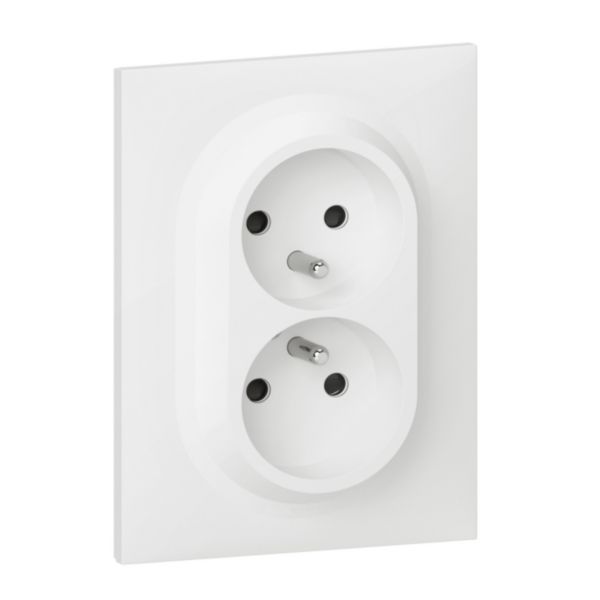 Prise double 2x2P+T 1 poste, blanc - Legrand
