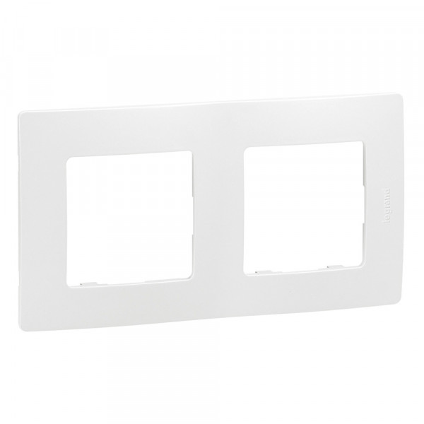 Double cover plate, 71 mm centres, white, Niloé range - Legrand