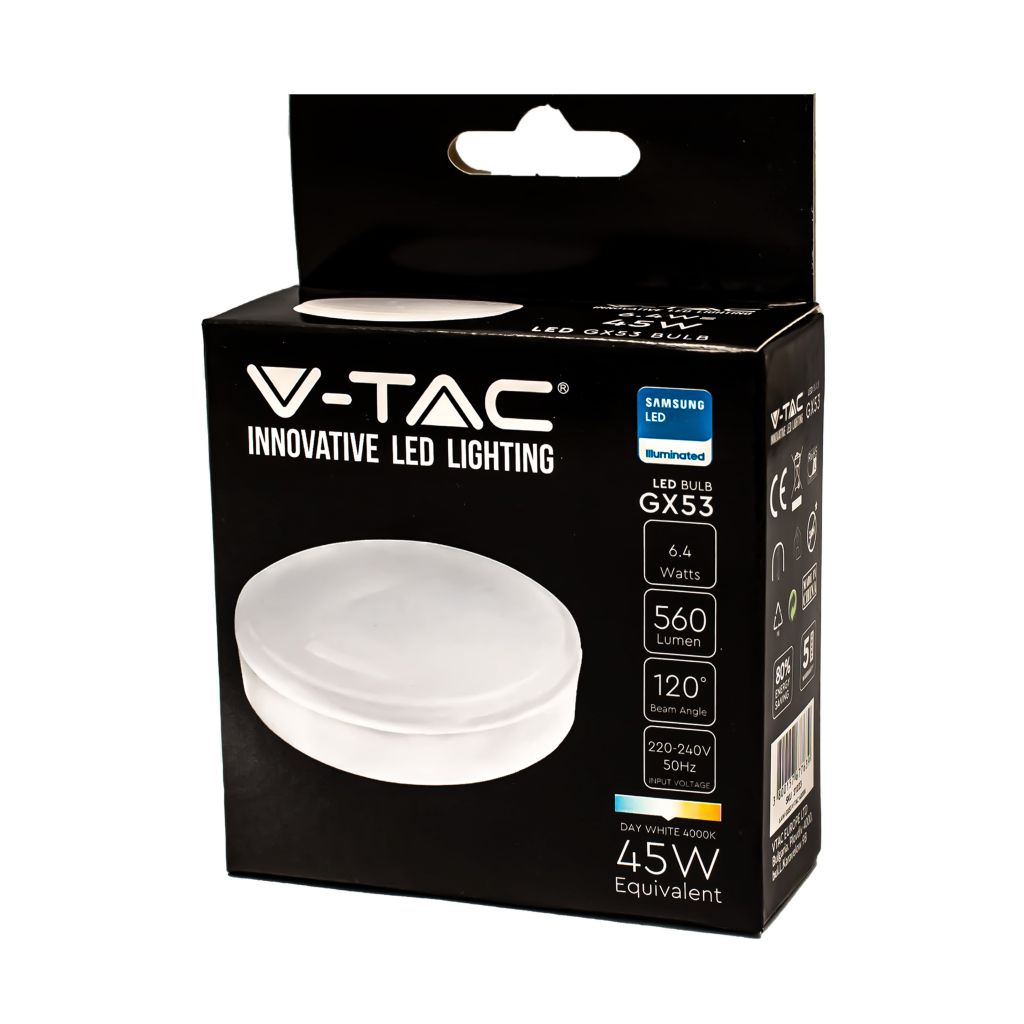 LED bulb GX53 6.4W 4000K, Samsung chip - V-TAC