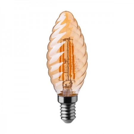 Ampoule LED flamme filament torsadée 4W E14 2200K, verre ambré - V-TAC