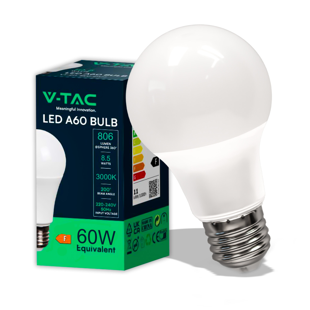 Ampoule LED 8,5W A60 E27 3000K - V-TAC