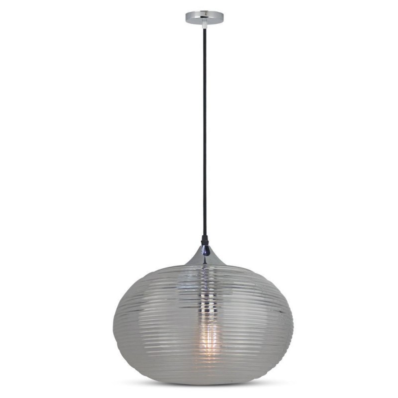Suspension verre taillé diamant, noir, Ø350 - V-TAC