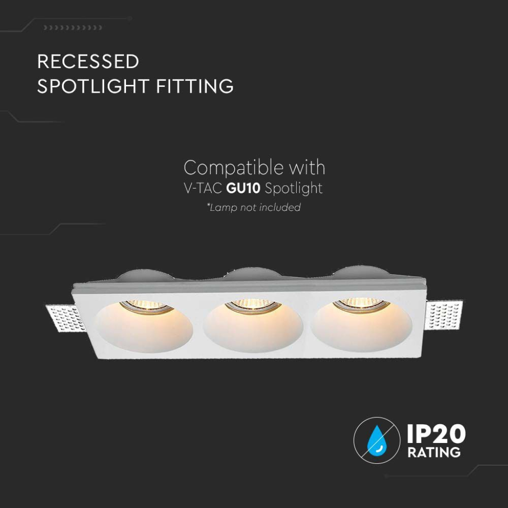 Spotlight fitting 3xGU10 round, white - V-TAC