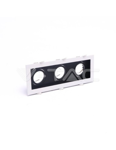 Support de spot 3xGU10 carré, blanc/noir - V-TAC