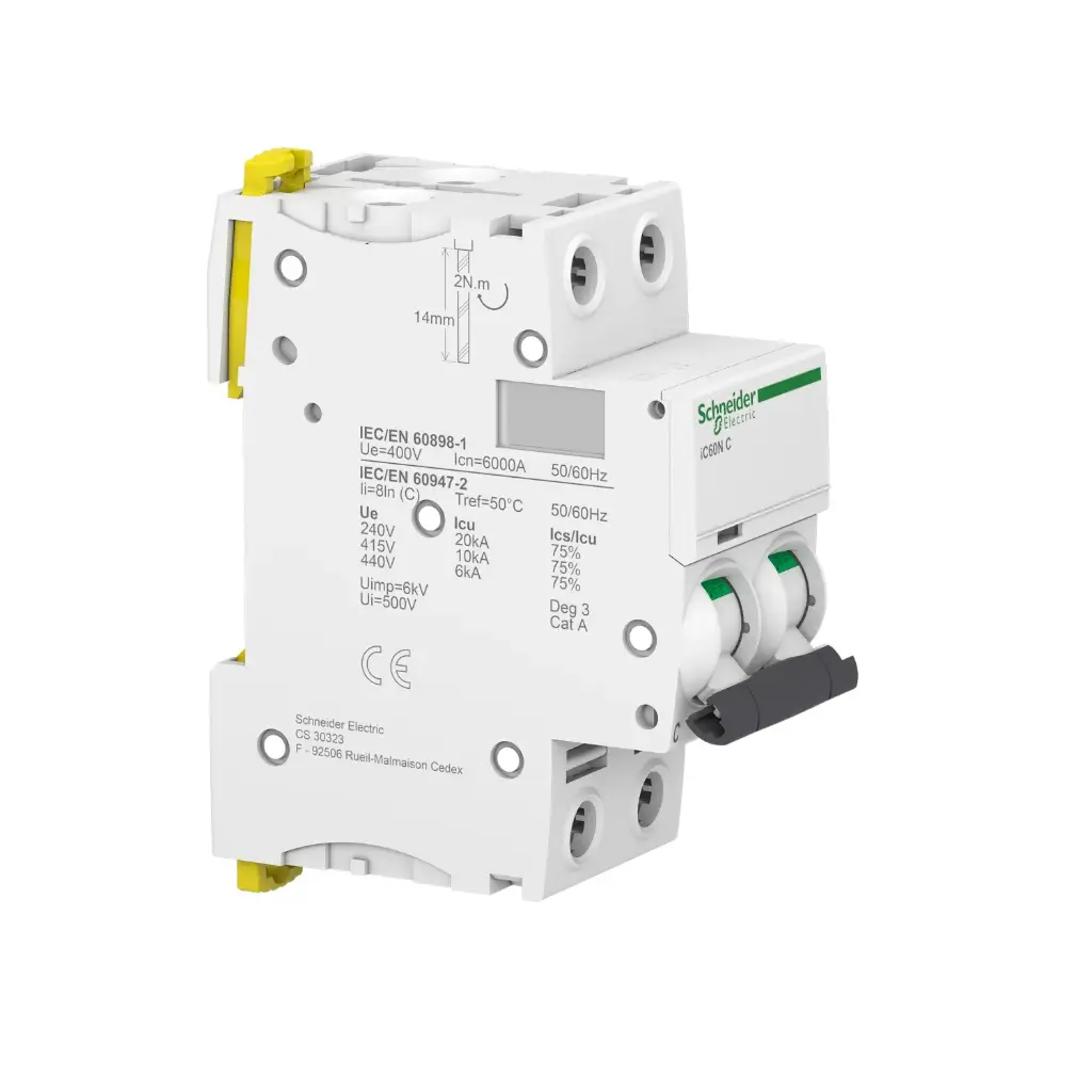 Disjoncteur modulaire Acti9 iC60N 4P 2A courbe C - Schneider