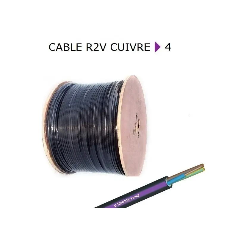 Câble rigide R2V 4G4 mm² âme cuivre - Prysmian (origine France)