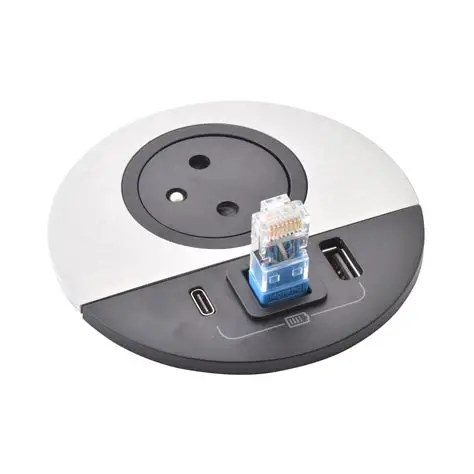 Bloc escamotable Disq'80 métal : 1 prise 2P+T + USB A+C + RJ45 - Legrand