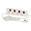 Multiprise 4 prises BS + 4 interrupteurs, cordon 3 m - Legrand